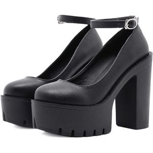Platform chunky heals with ankle strap